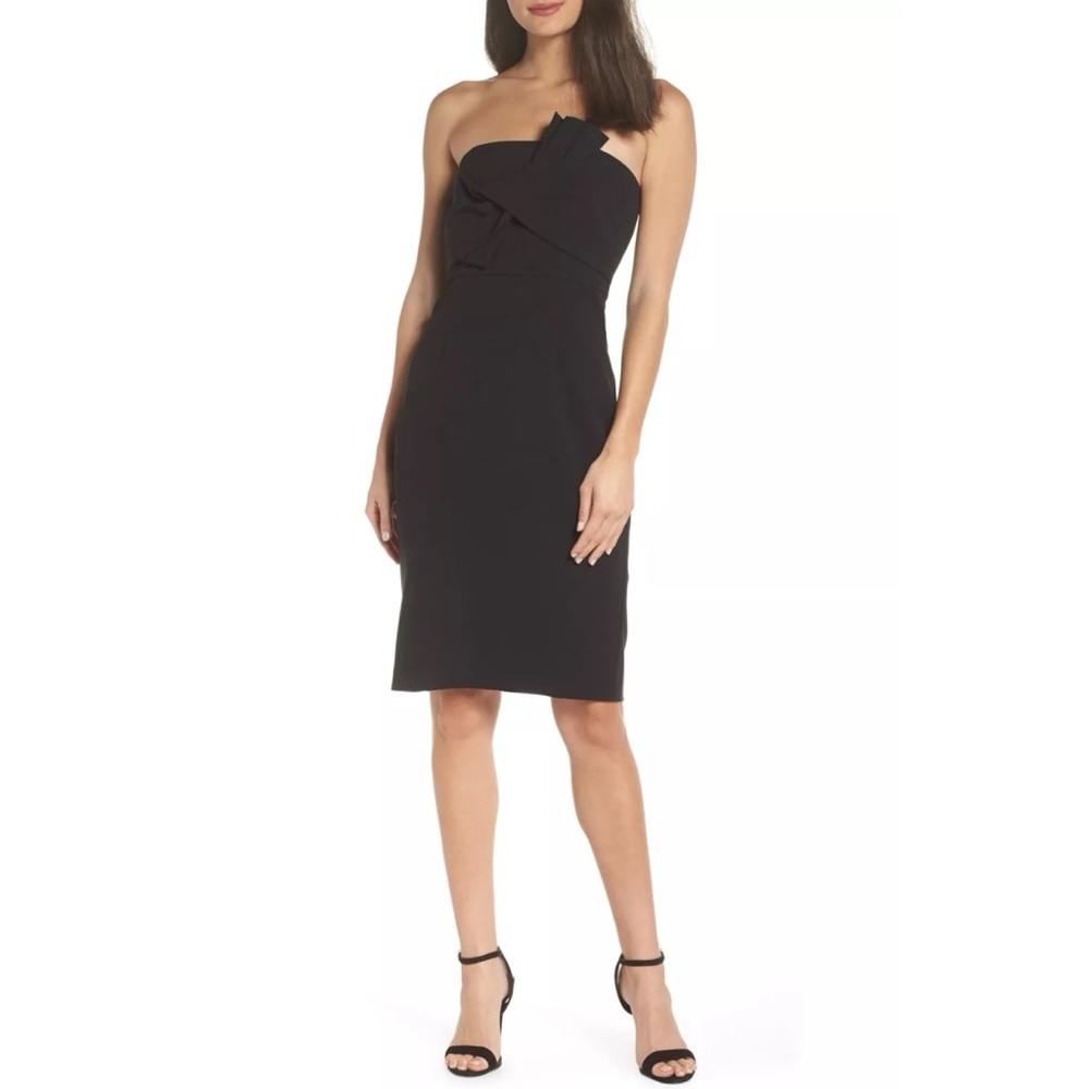 NWT Chelsea28 Strapless Black Bow Cocktail Formal Dress - Size 6 Petite 6P